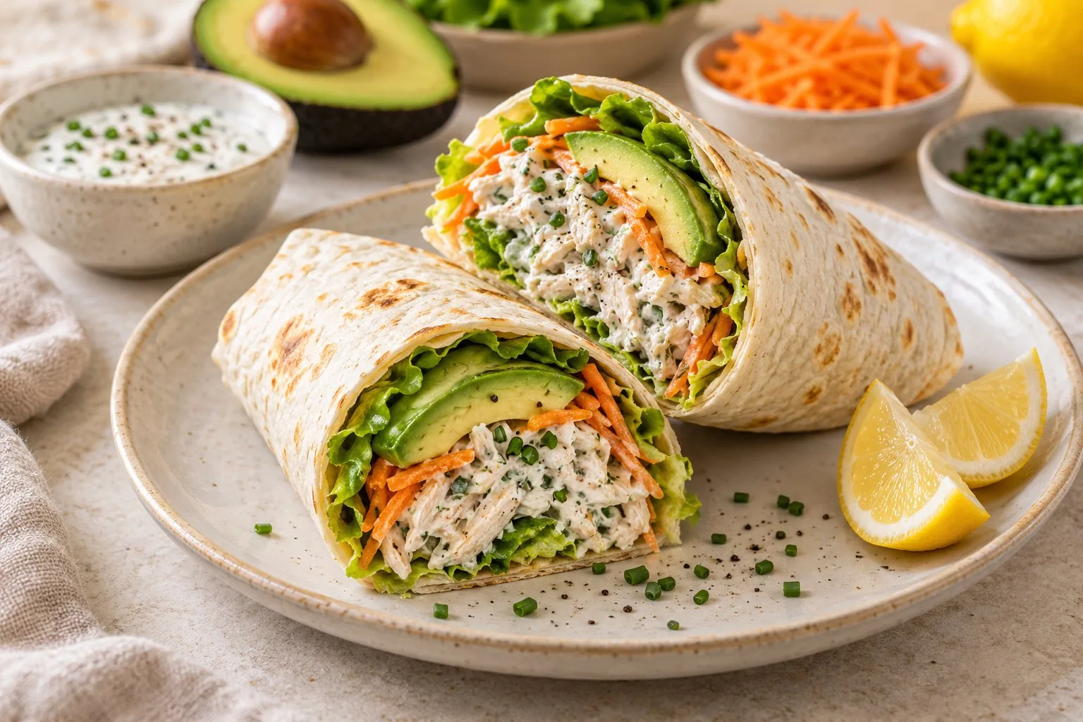 Chicken Avocado Wraps With Lemon Dressing — AI-generated recipe illustration