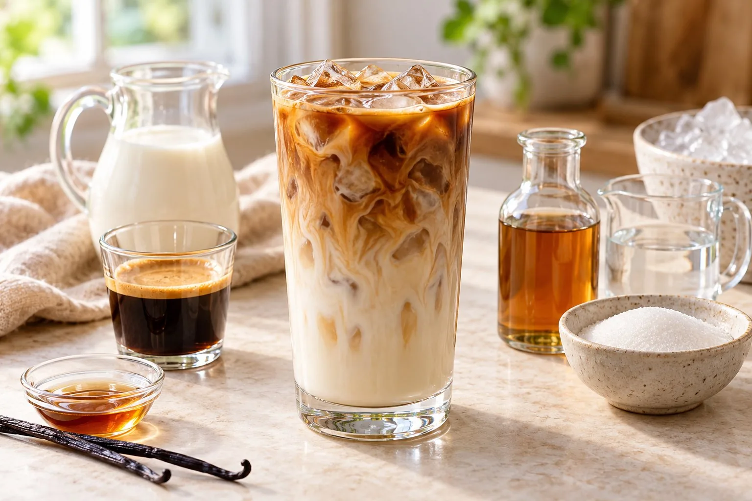 Homemade Iced Vanilla Latte — AI-generated recipe illustration