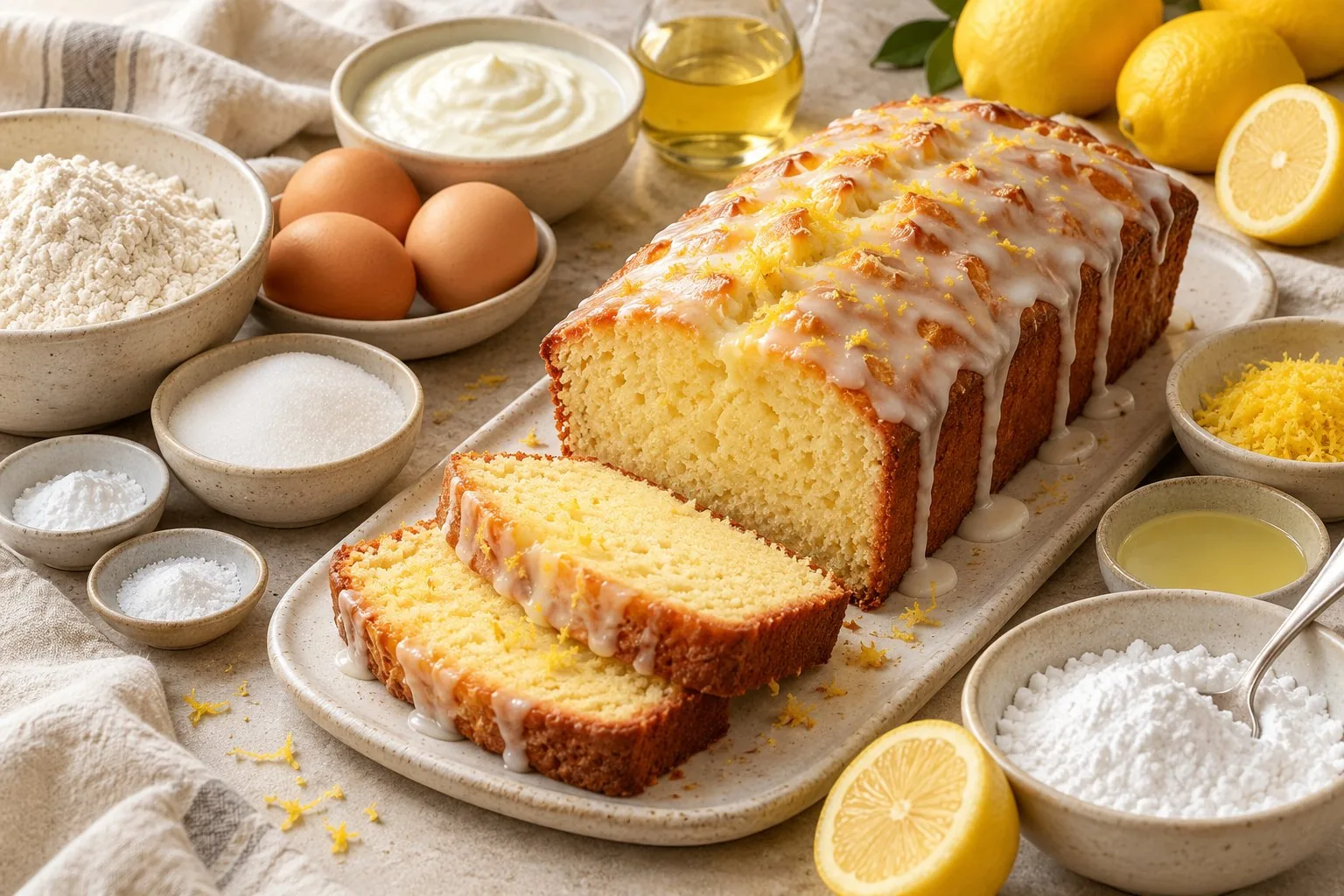 Lemon Yogurt Loaf Cake — AI-generated illustration
