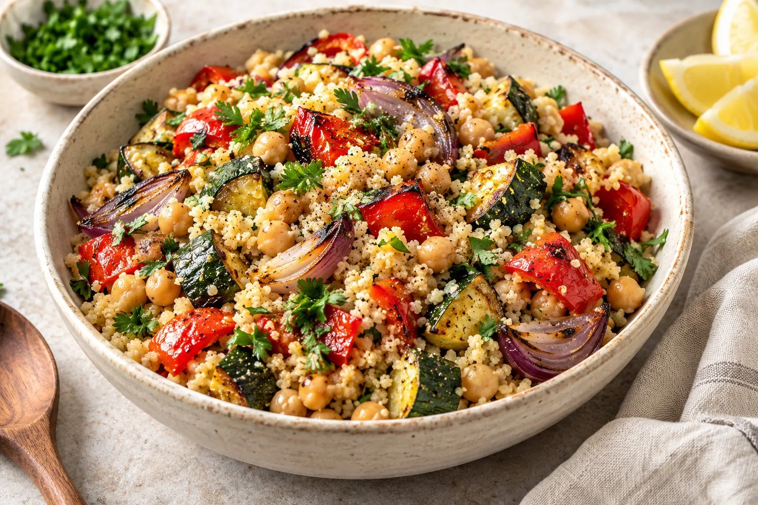 Roasted Vegetable Couscous Salad — AI-generated recipe illustration