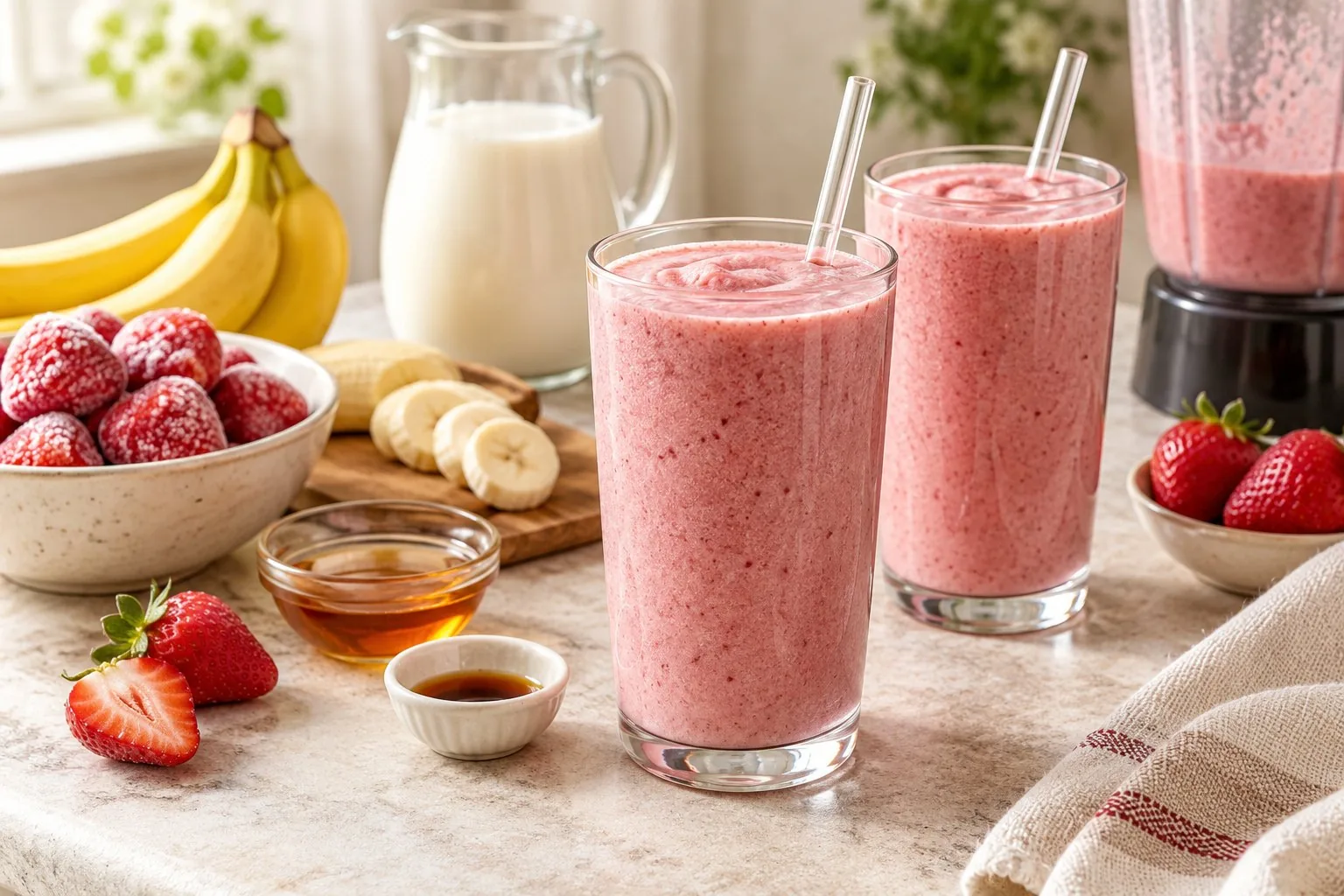 Strawberry Banana Smoothie Without Yogurt — AI-generated recipe illustration